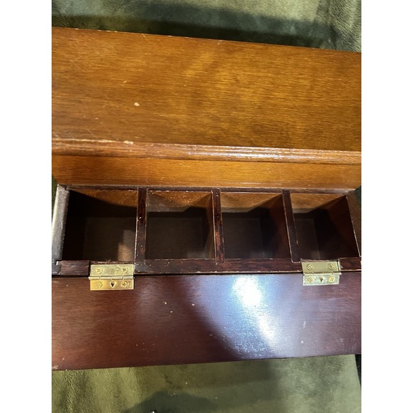 Wooden Desk Organizer Trinket Jewelry Letter Box 9" x 5" x 5.5" (1973) - Picture 3 of 12